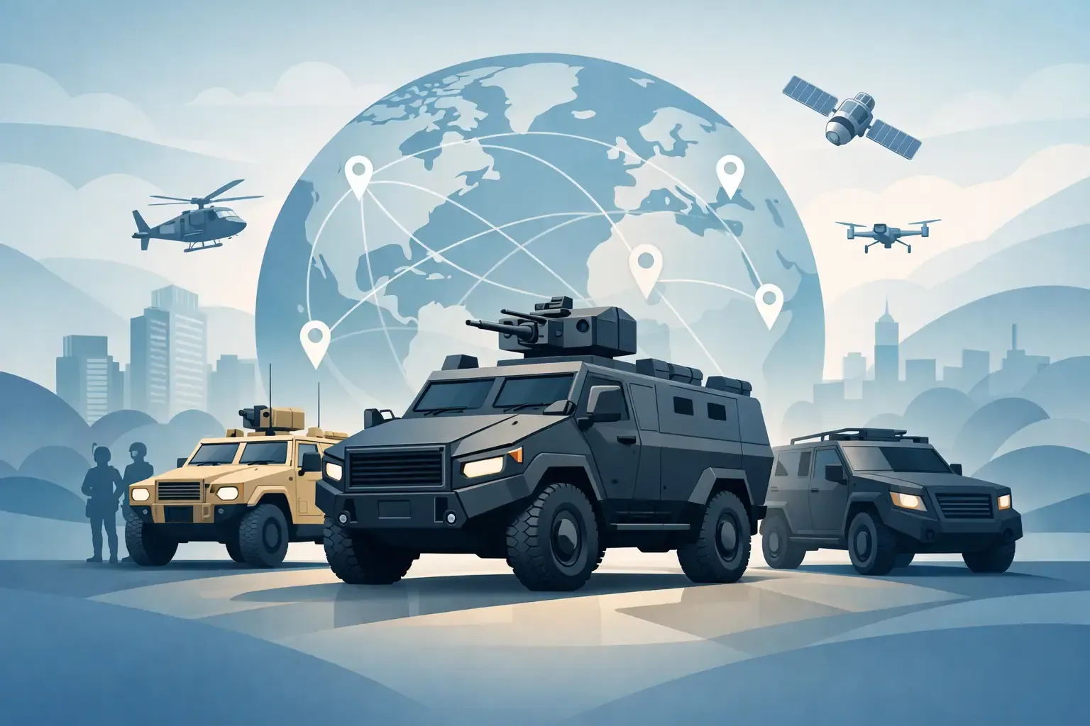 Armored vehicles for global security operations and international buyers