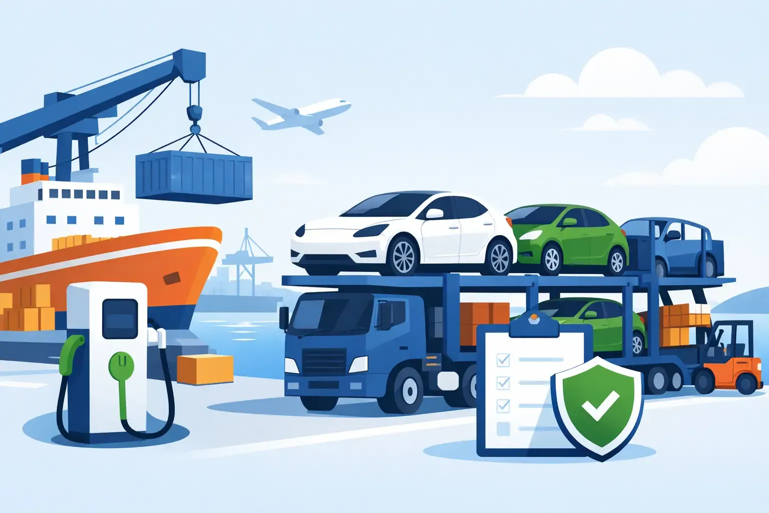 Importing electric cars safely for international delivery